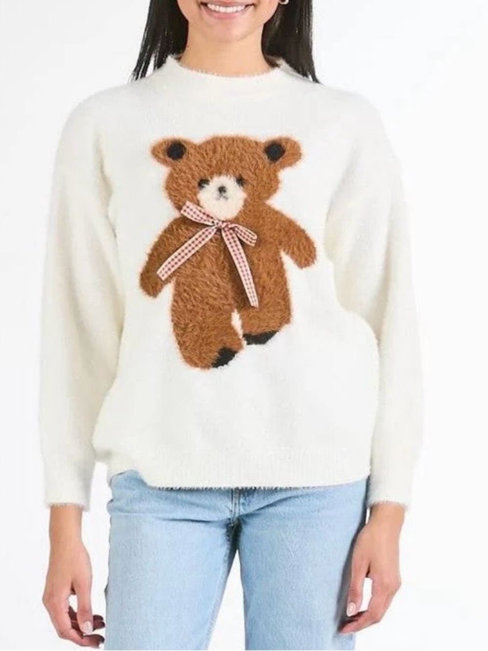 Simply Southern Cream Sweater with Brown Teddy Appliqué